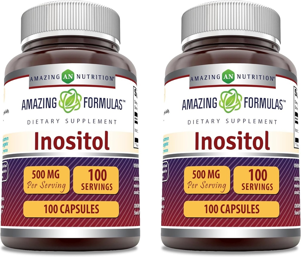 Formules étonnantes Supplément à l'inositol : 500 Mg par portion : 100 capsules Non-OGM : sans gluten