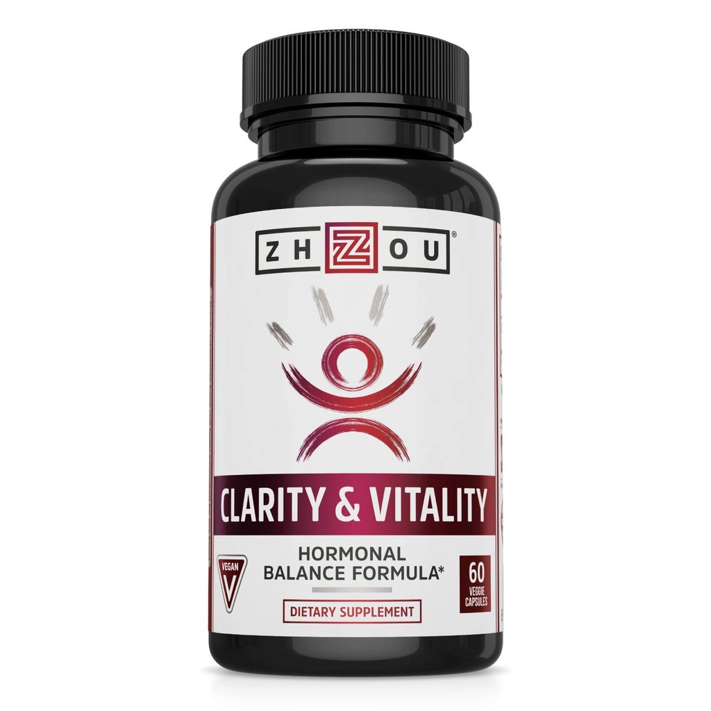 ZHOU Clarity and Vitality (ex DHEA) 50 mg, formula di equilibrio ormonale per le donne e gli uomini, invecchiamento sano, non OGM, vegano, senza glutine, 60 capsule