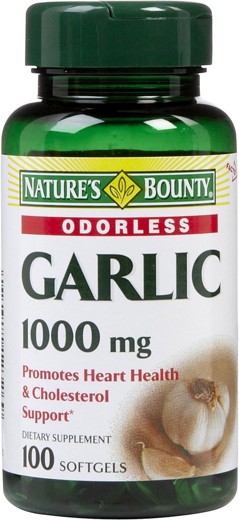 Nature’s Bounty Garlic Extract Supplement, Supports Circulatory Function, 1000 mg Rapid Release Softgels, 100 Count, Pack of 3