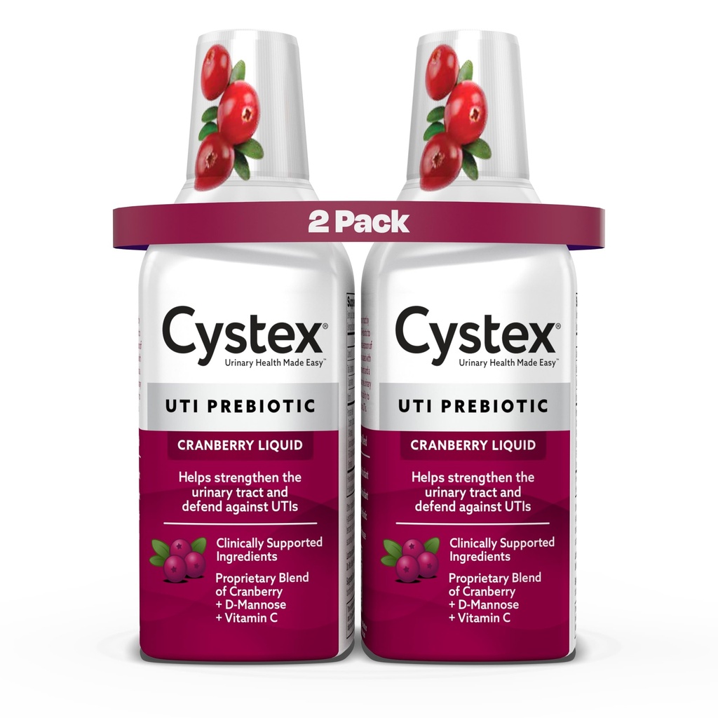 Cystex Urinary Tract Infection Support & Prevention - Cranberry Prebiotic Supplement mit D-Mannose & Vitamin C für UTI Protection & Urinary Health Maintenance - 7.6 fl oz - (Pack mit 2)