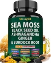 Sea Moss Black Seed Oil Ashwagandha Ginger, Organic Sea Moss Capsules mit Burdock Root, Irish Seamoss Pills mit Bladderwrack, Turmeric, Shilajit, Multimineral Supplement, USA (120 Kapseln)
