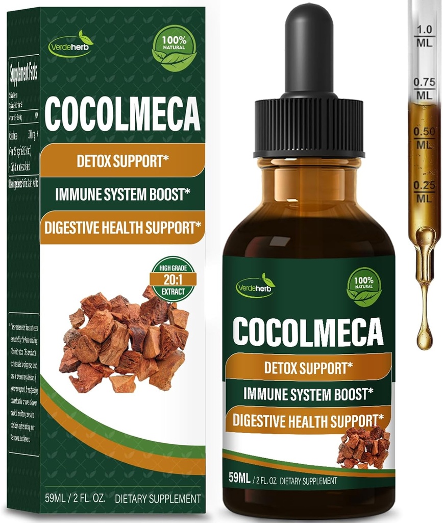 Cocolmeca Bark Flüssigkeitstropfen, Natur Kräuterextrakt Ergänzung für Körper Detox Cleanse Unterstützung, Immunsystem Boost & Digestive Gesundheit. Gotas de Cocolmeca 2oz