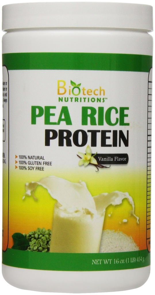 Pure Non-GMO Pea Rice Protein, Vanille, 16 Unze