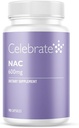 Célébrez le supplément de vitamine NAC (N-acétyl Cysteine), 600 mg par gélule, sans gluten, sans OGM, 90 capsules