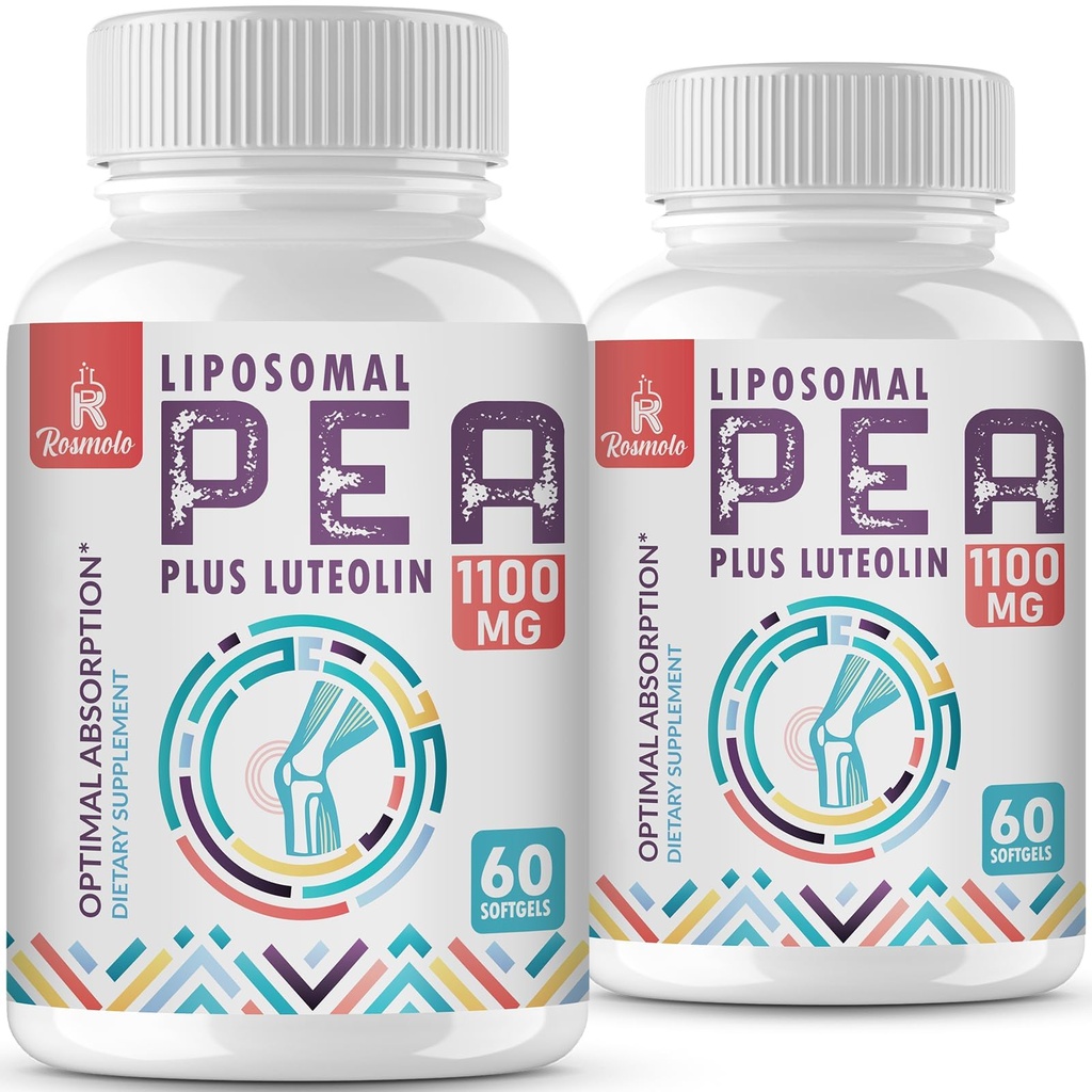 Liposomal Palmitoylethanolamid 1000 mg + Luteolin 100 mg, Micronized Pea 99% Hochgereinigt - verbesserte Absorption und Bioverfügbarkeit, 120 Softgels