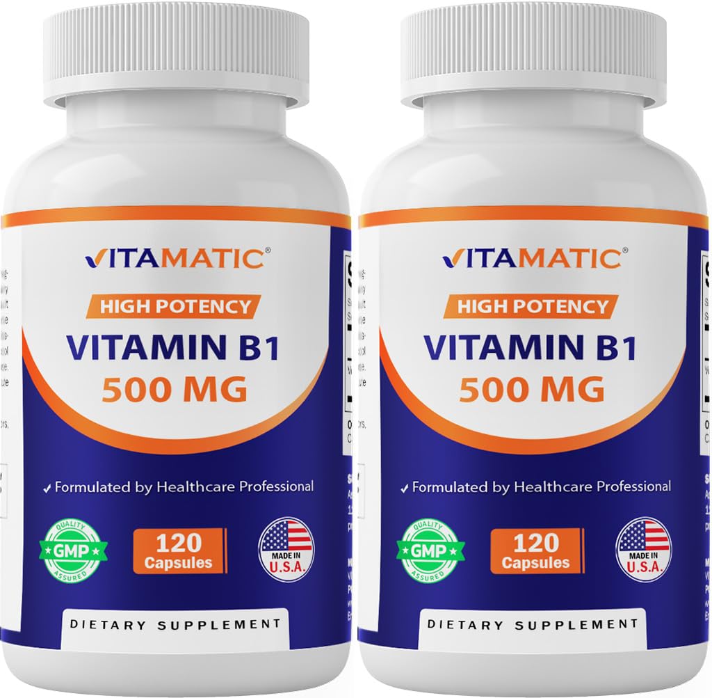 Vitamatic Vitamina B1 (Thiamine) 500mg – 2 Confezione (120 capsule totali)