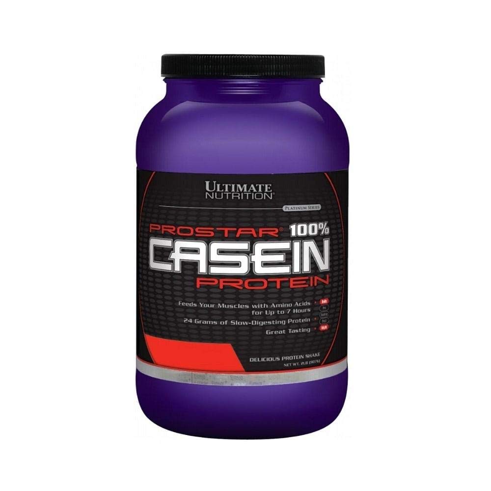 Ultimate Nutrition Prostar Micellar and Hydrolyzed Casein Protein Powder - Fat Free Overnight Muscle Growth and Recovery with BCAAs, 2 Pfund, Erdbeere