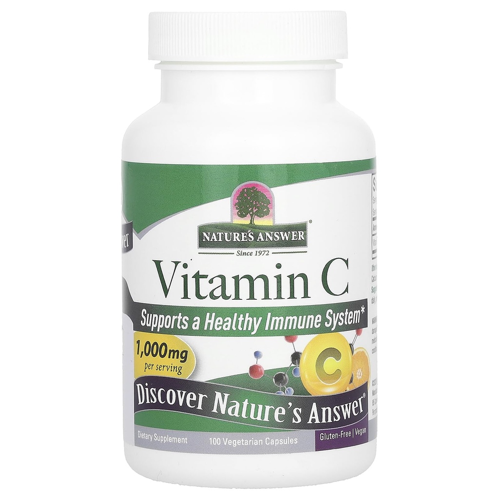 Vitamina C Capsules - Integratore Dietetico Vegano - Soy Free, Gluten Free - Ideale per Supporto Immune Sano - 1000 mg (100 capsule)