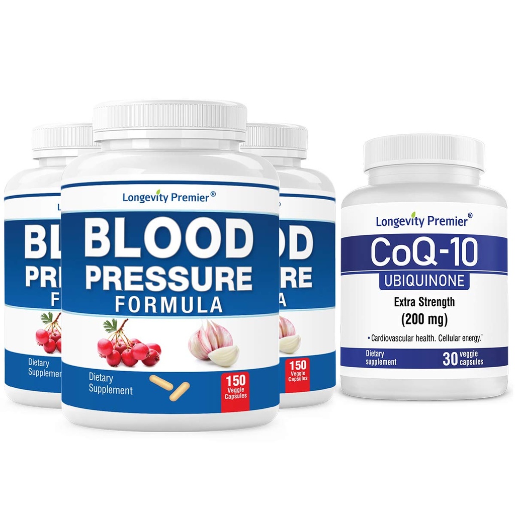 [BP Value Pack] Longevity Blood Pressure Formula 150 caps x 3 bottiglie con 1 bottiglia di CoQ10 [30 tappi vegetariani]