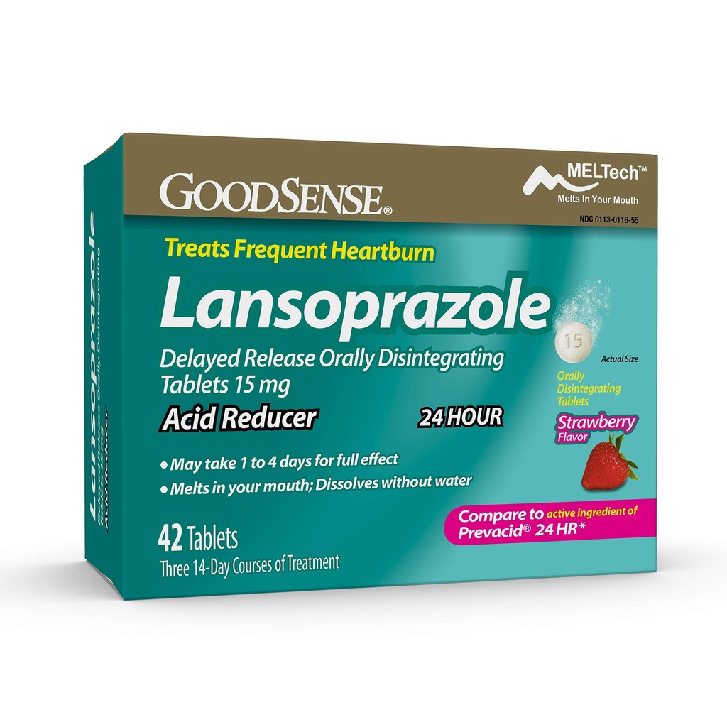 GoodSense Lansoprazole Delayed Release Orally Disintegrating Tabletten 15 mg, Säure Reducer, Erdbeeren Geschmack, 42 Count (Pack von 1)