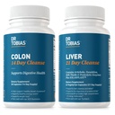 Dr Tobias Colon 14 Day Cleanse & Liver 21 Day Cleanse Suppléments, avec fibre, herbes et probiotiques, Solarplast, Artichaut, Thistle de lait, soutient la santé du foie et du gant.