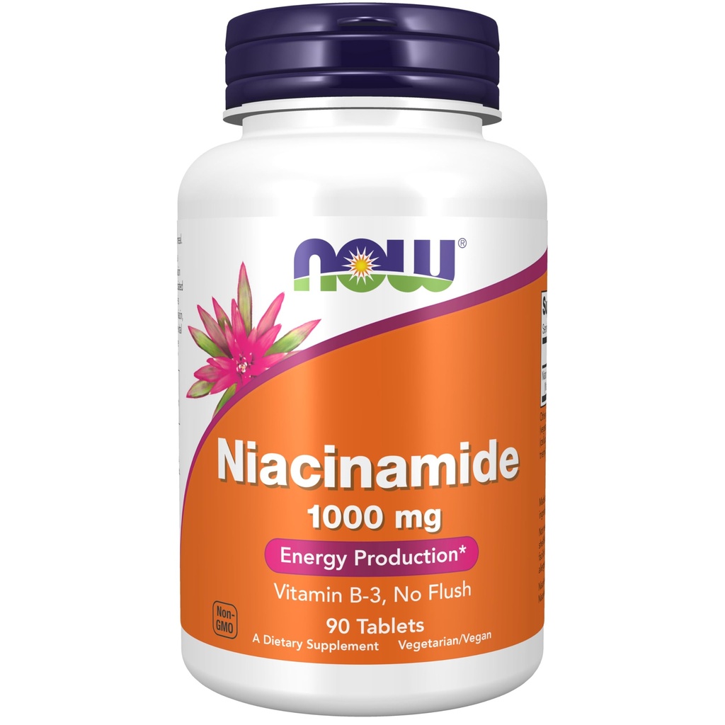 JETZT Nahrungsergänzungsmittel, Niacinamid (Vitamin B-3) 1000 mg, Energieerzeugung*, 90 Tabletten, Weiß, Off-White