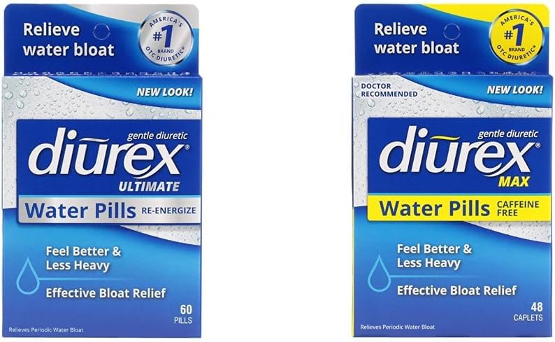 Diurex Ultimate Re-Energizing 60 Count Max Caffeine-Free 48 Count maximale Stärke Wasser Pillen Bloat Relief Bundles