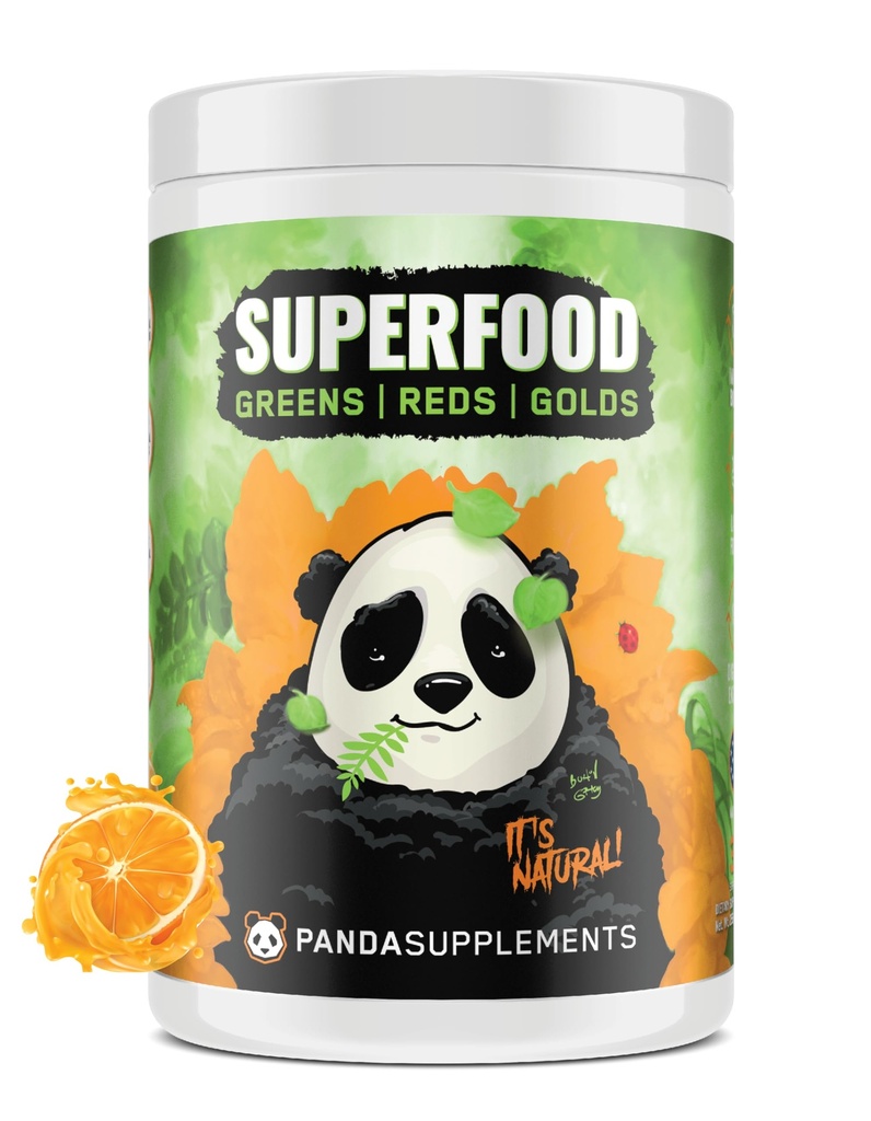 Unterirdische Bio Labs/Panda Supps: Alle natürlichen SUPERFOOD: Grüns, Rots, Golds, Probiotics, Ashwagandha und Lion's Mane, für Gesundheit und Wellness 13.76 Oz (Orange)