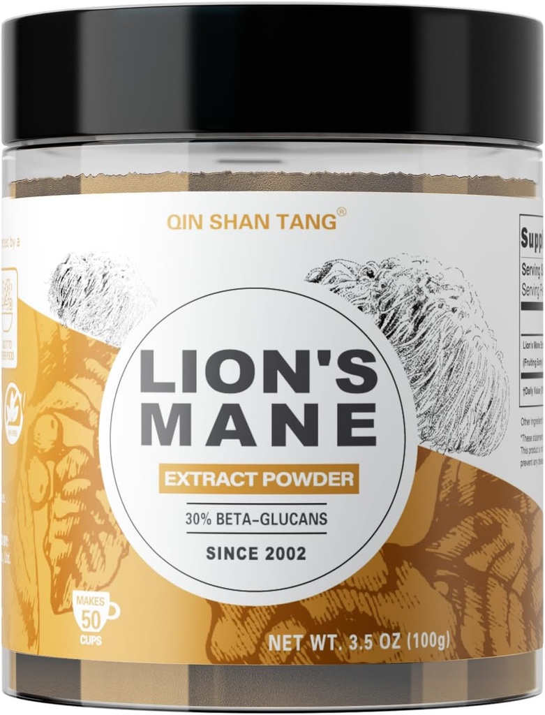 Lion's Mane Mushroom Powder, Real Fruiting Body Extract - 100g, Gehirnergänzung für Gedächtnis und Fokus, 30% Beta-Glucans