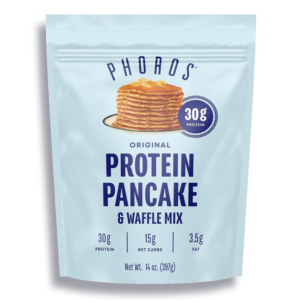 Protein Pancake Mix & Protein Waffle Mix von Phoros Nutrition, 30g Protein, Low Carb, High Protein, Keto-Friendly, Whey Protein, Whole Grain Oats, Whole Wheat Pancakes, Just Add Water (Original)