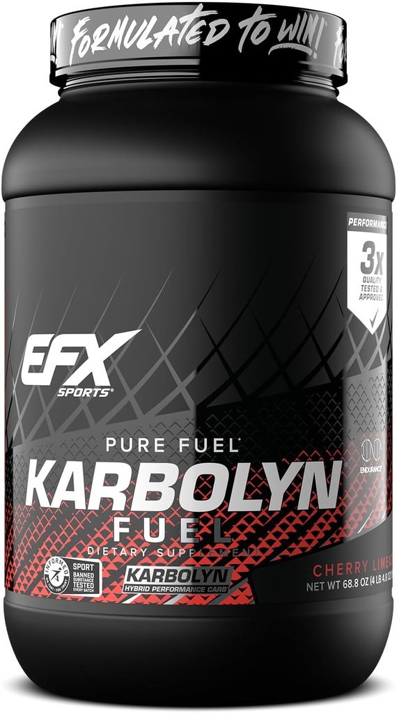 EFX Sports Karbolyn Fuel | Fast-Absorbierendes Kohlenhydratpulver | Carb Load, Sustained Energy, Quick Recovery | Stimulant Free | 37 Servings (Cherry Limeade)