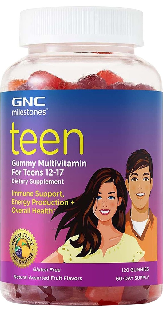 Les jalons du GNC Adolescent Multivitamine - Saveurs de fruits naturelles, 120 Gummies, 60 portions