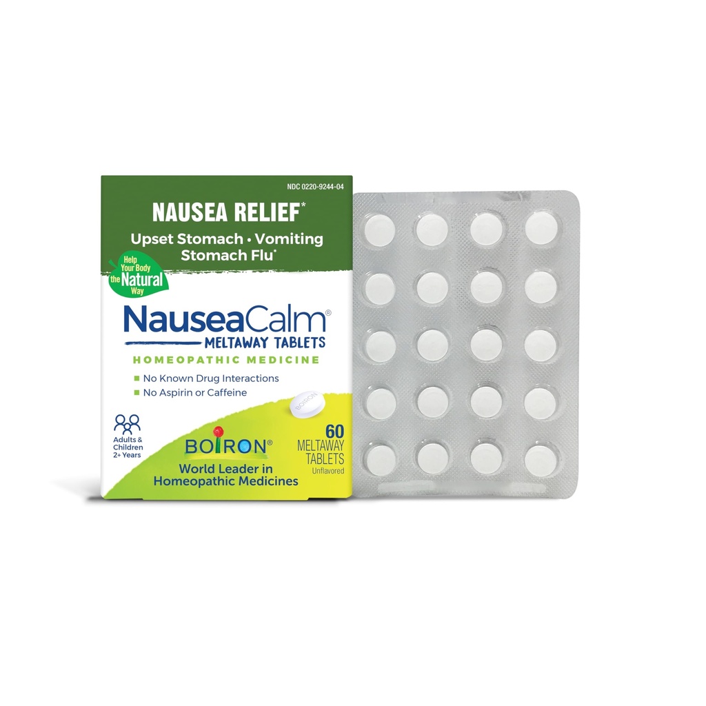 Boiron NauseaCalm Relief für Upset Stomach, Übelkeit und Vomiting aufgrund Stomach Flu, Überindulgence oder Motion Sickness - Nicht-Drowsy - 60 Count