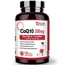 NATURE TARGET CoQ10-200mg mit PQQ L-Carnitin & Omega-3s, High Absorption Coenzyme-Q10 mit BioPerin, unterstützt Herz- und Immunsystem, Cellular-Energy-Production, 120 Portionen