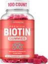 Biotin-Gummien für Haarwachstum | Max Strength Biotin 10000mcg verhindert Verdünnen und Verlusten | Kaubare Biotin-Ergänzung für Frauen Männer und Kinder | 100 Count Vegan Haargummis für Haar Haut und Nägel
