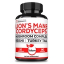 Satoomi 10in1 Cordyceps Mushroom Supplement - Blended with Lions Mane, Turkey Tail Mushroom, Reishi Mushroom & Others - 90 Kapseln für 90 Servierbedarf
