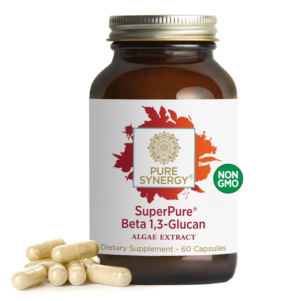 PURE SYNERGY SuperPure Beta 1,3-Glucan Extrait de 500 mg Beta 1,3-Glucan Supplément de l'algue sans levure, sans OGM, extrait normalisé