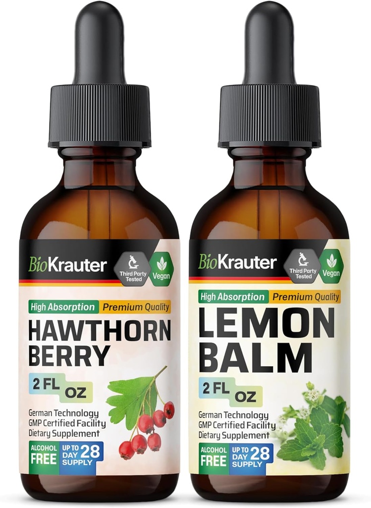 BIO KRAUTER Hawthorn Tinktur 2 Fl. Oz. & Zitronenbalsam Tinktur 2 Fl. Oz.