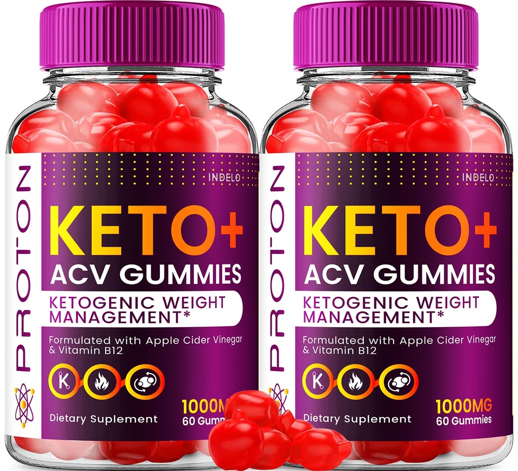 (2 Pack) Proton Keto ACV Gummies Advanced, Proton Keto + ACV Gummies 1000mg, Protein Cider Vinegar Gummy Proton Gummies Avis, Proton Keto+ACV Vitamine B12 (120 Gummies)