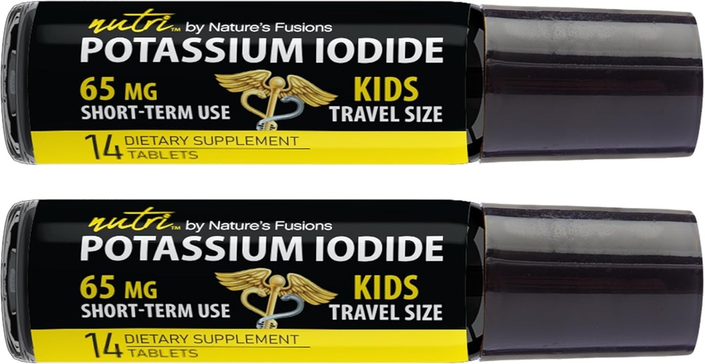 (2 Pack) Nutri Potassium Iodide Tablets 65 mg - Kids Travel Size 14 compresse Potassium Iodide Pills - Potassium Iodine Tablets 65 mg - YODO Naciente Ki Pills (28 compresse)