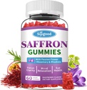 Zafferano Gummies - Supplemento di Zafferano Libero di Zucchero per Uomini Donne Supporto Del Mood Supplemento con Estratto di Zafferano, Fiore della Passione, Magnesio & Vitamine per Rilassamento, Focus, Sapore di lampone, 60 Conte