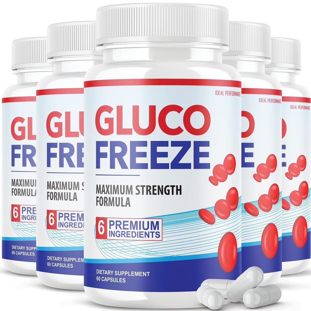 (5 Pack) Glucofreeze Pillen - Offizielle Formel Gluco Freeze Pillen - Glucofreeze Pillen, Gluco Freeze Nahrungsergänzung, GlucoFreeze Advanced Strength Formula mit Cinnamon Bark (300 Kapseln)