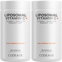 Codeage Liposomal Vitamina C 1500mg con Zinco, Elderberry, Citrus Bioflavonoids Pompelmo, Limone, Polvere arancione, Quercetin & Rose HIPS Frutta – Integratore Vegan - Non OGM, Pillole Vegane - 2 Confezione