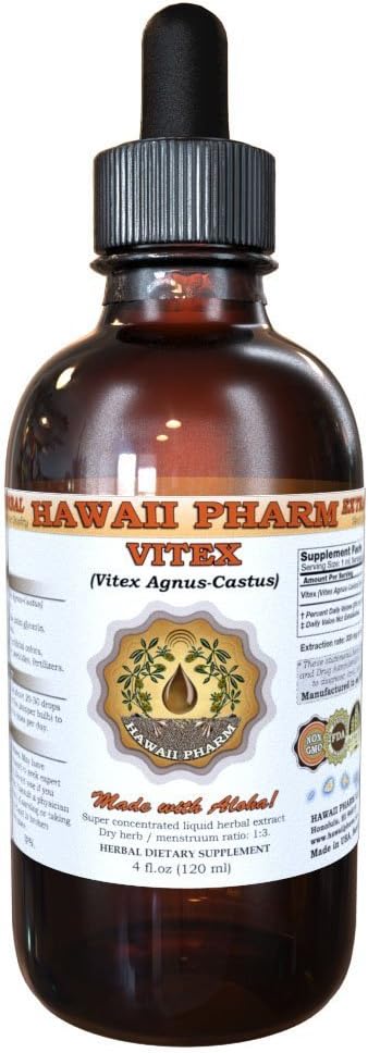 Estratto di liquido di Vitex, Vitex organico (Vitex Agnus-Castus) Tintura, Supplemento di erbe, Hawaii Pharm, Made in USA, 2 fl.oz