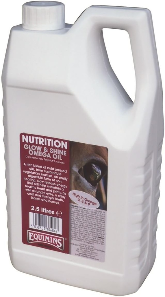Huile Oméga de Glow et Shine, Équimins, Nutrition et Suppléments Chevaux, 2,5L