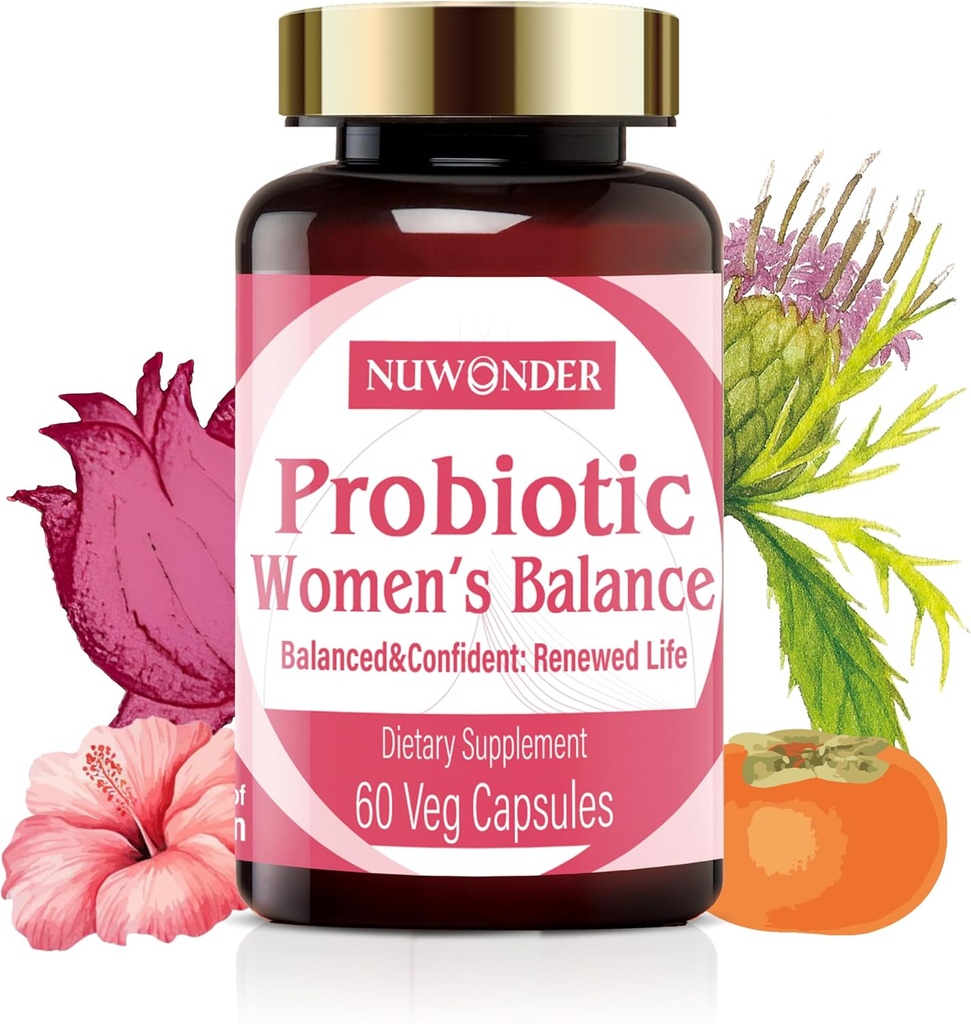 Prébiotiques et probiotiques pour les femmes – Mélange de probiotiques vaginaux, prébiotiques naturels, soutien à base de plantes, promouvoir la santé féminine et l'équilibre intime, éliminer les odeurs vaginales et l'équilibre du pH, 60 capsules (2)