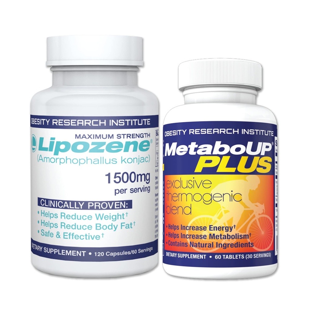 Lipozene perdita di peso Combo di una bottiglia Mega 120 Conte e una bottiglia di MetaboUP Thermogenic Supplement 60 Conta in totale - Aumentare il metabolismo, aumentare l'energia e controllare il vostro appetito