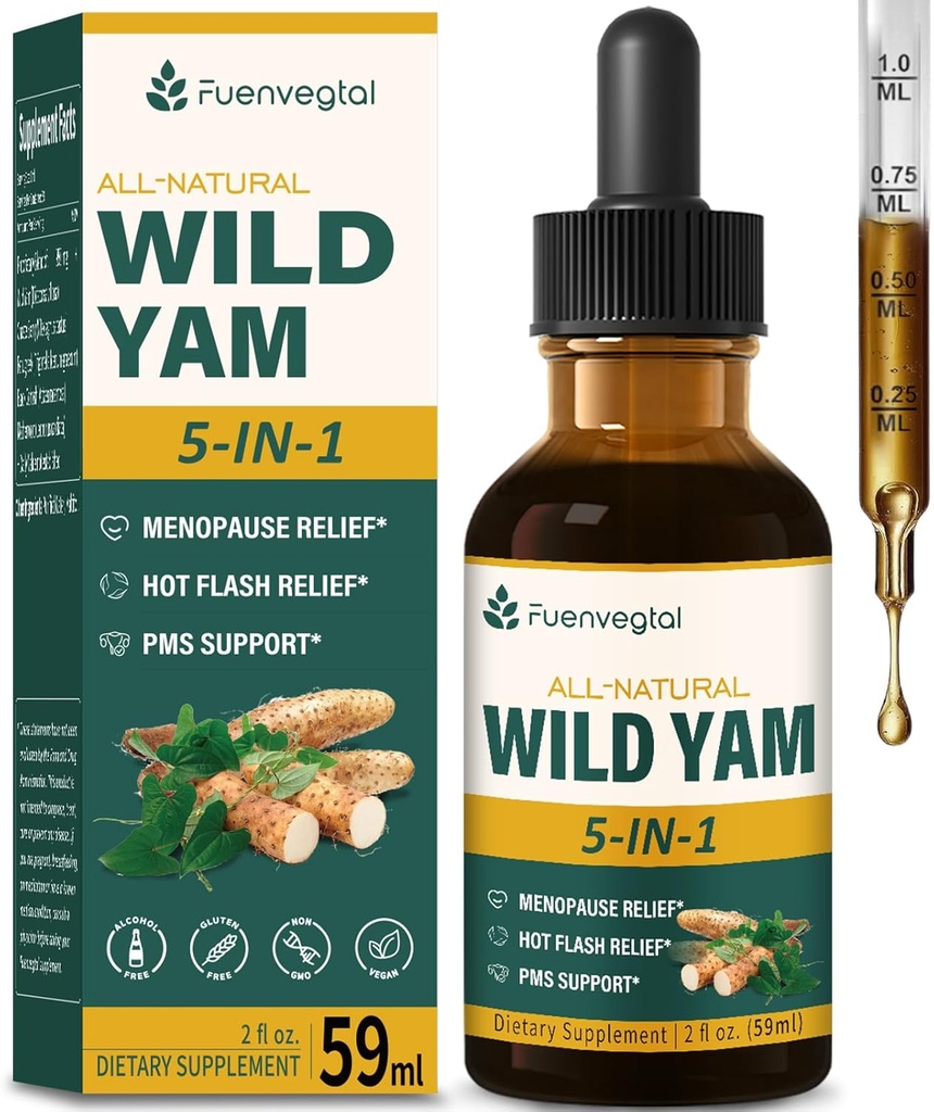 Alle Kräuterflüssigkeit Tropfen, Wild Yam Extrakt mit Chaste Berry, Fenugreek, Black Cohosh für Menopause Relief & PMS Unterstützung. 2oz