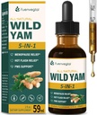 Toutes les gouttes liquides à base de plantes, extrait de Yam sauvage avec la baie de Chaste, Fenugreek, Cohosh noir pour le soulagement de la ménopause et le soutien des SPM. 2oz