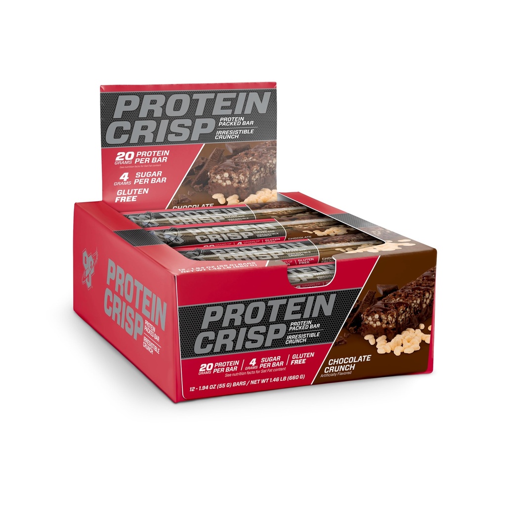 BSN Protein Crisp Bar, Saled Toffee Pretzel, 20 Gram Protein Snack Bars avec Whey et fibre, Barres d'énergie sans gluten pour l'entraînement, fitness, sur le pouce, 12 Compte