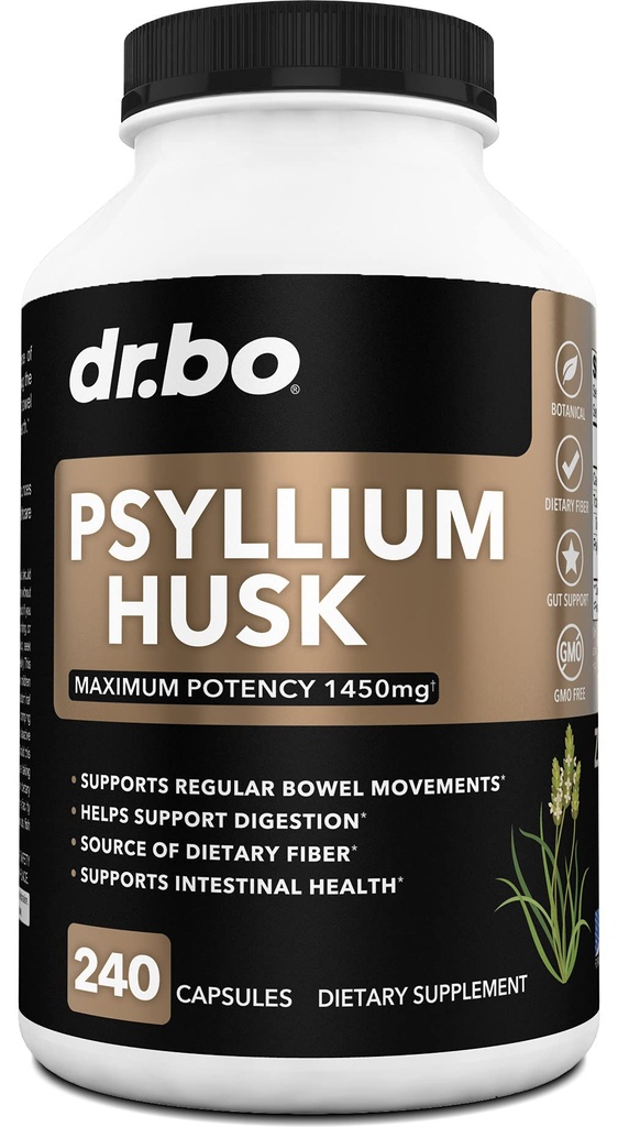 Psyllium Husk Capsule Fiber Supplement - Capsules de poudre naturelles pour le soulagement de la constipation pour les adultes - Pilules de fibres solubles nutritionnelles et soutien de la régularité quotidienne - Suppléments de digestion de graines en vrac