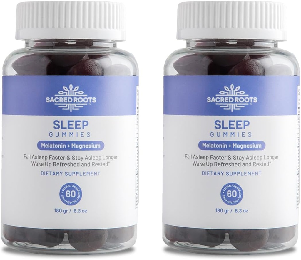 Schlafgummis - Zuckerfreie Melatonin-Gummien mit Magnesium für Schlafunterstützung - Botanische Mischung aus natürlichen Inhaltsstoffen - Keto, Vegan, Non-GMO & Gluten-Free - Made in USA (60 Servietten)