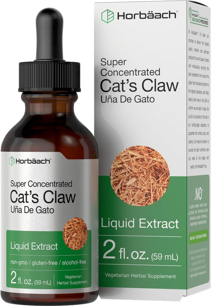 Horbäach Cats Claw Herb Extract Tincture | 2 Fl Oz | Alcohol Free | Vegetariano, Non OGM, Liquido senza glutine
