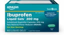Cura di base Ibuprofene liquido gel 200 mg, dolore Reliever/Fever Riduttore liquido capsule riempite, per mal di testa, Toothache, Backache, ceppi mestruali e altro, 160 Conte