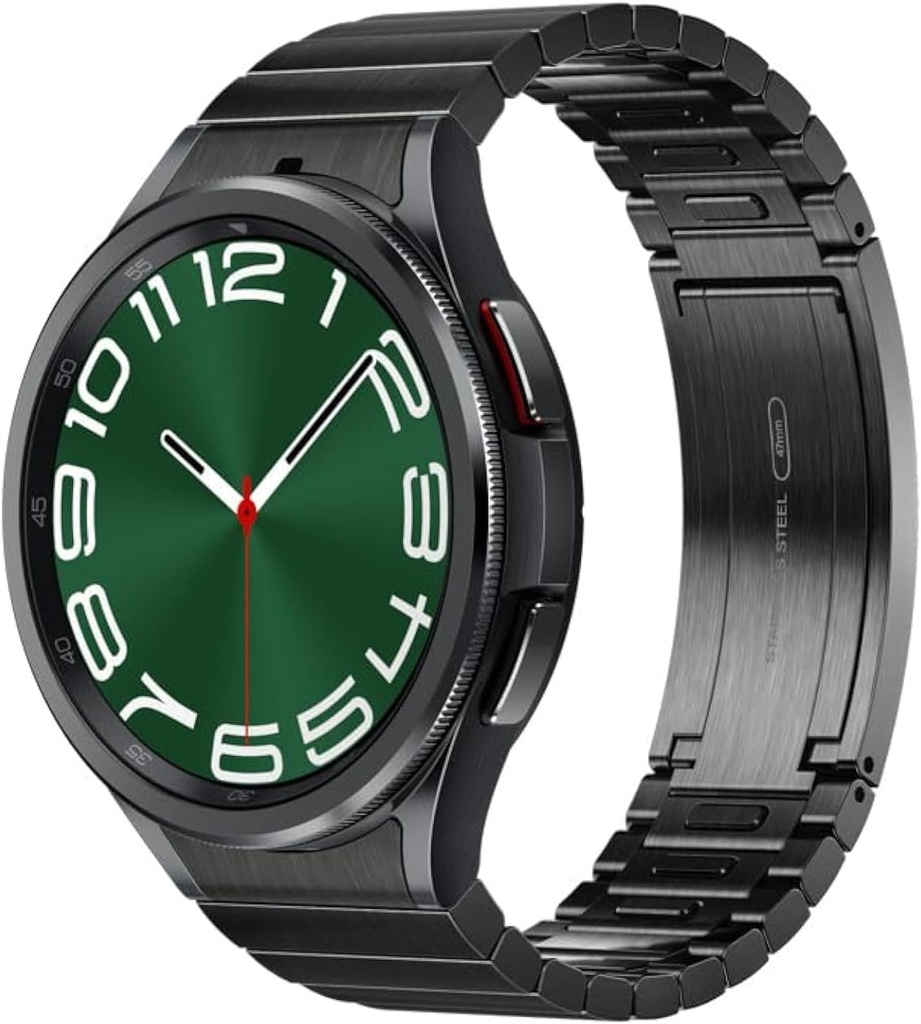 SAMSUNG Galaxy Watch 6 Bespoke Edition 47mm Exklusive Bluetooth Smartwatch, Gesundheit, Fitness, Schlaf, Herzfrequenz Tracker, Verbesserte Batterie, Saphirglas, US Version, Link Armband Band, Schwarz