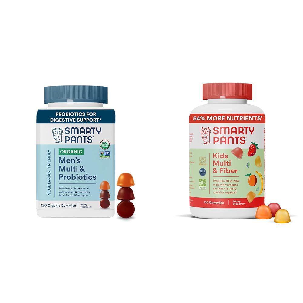 SmartyPants Herren Multivitamin Gummis Bundle mit Kids Multivitamin Gummis und Fiber Supplement, 120 Zähler