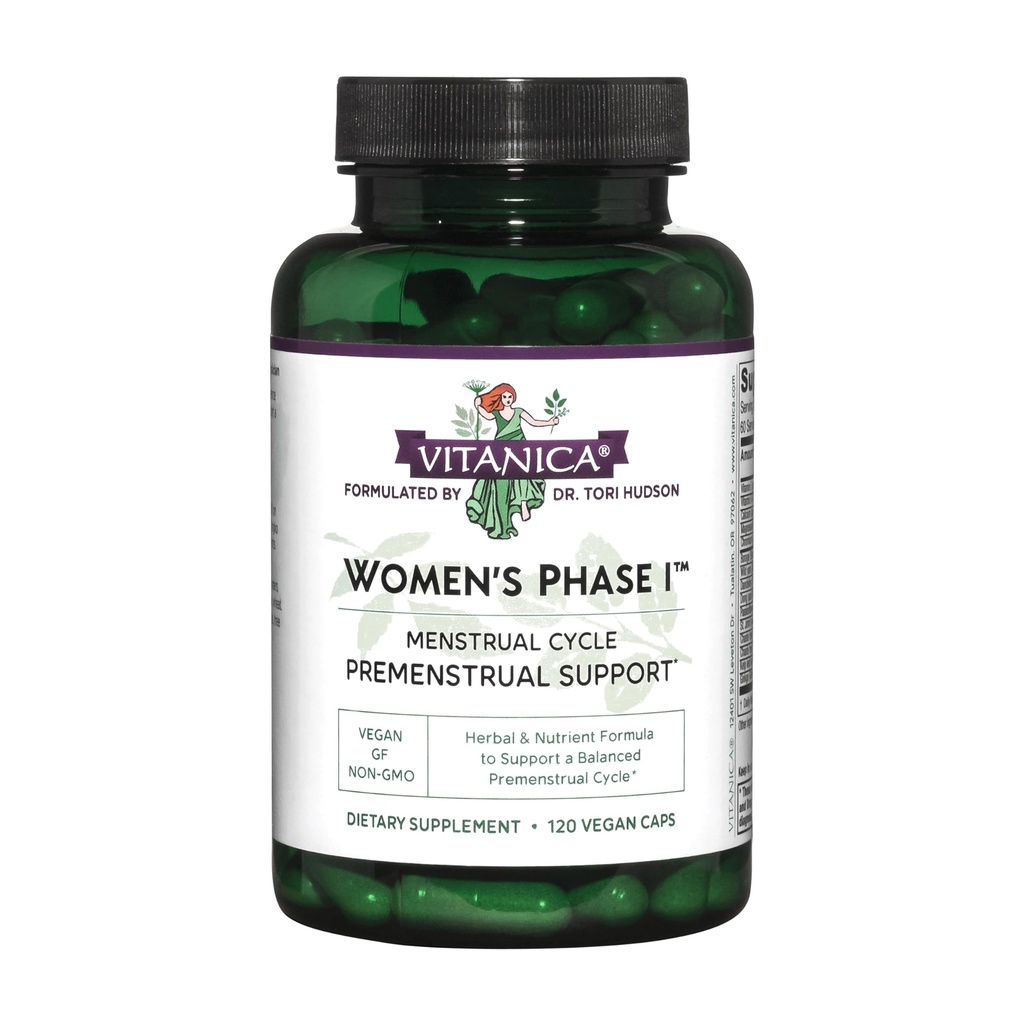 Vitanica Femmes Phase I, Soutien Prémenstruel, Vegan, 120 Capsules