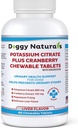 Citrate de potassium plus canneberge avec supplément de magnésium pour chiens (60 comprimés) - Soutien du traîtage urinaire - Aide à la formation de Deter de pierres d'oxyde de calcium-Deters Bladder & Rein Stones(Fabriqué aux États-Unis)