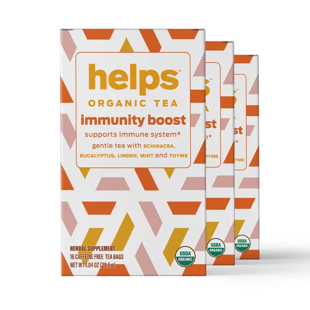 HELPS TEAS | Hilft Immunität Boost Tea | Organische Kräutermischung von Echinacea, Eucalyptus, Mint, Linden, Thyme und natürlichem Honig Flavor. Hilft Respiratorische Gesundheit | 16 Teebeutel - Packung von 3 |