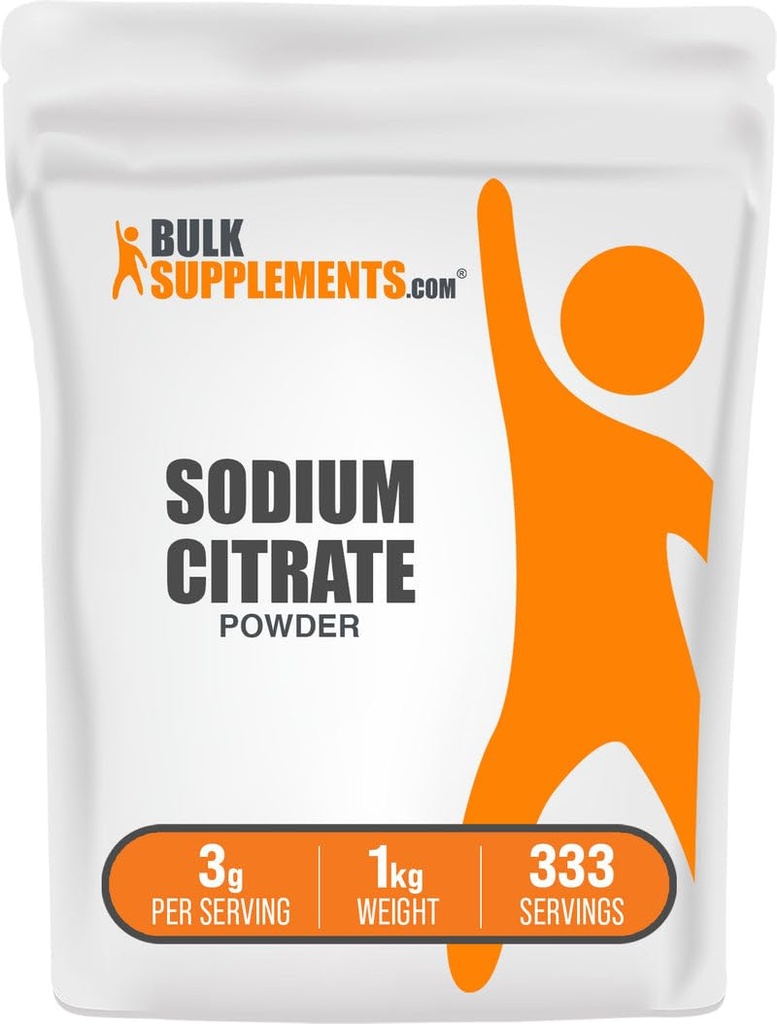 BulkSupplements.com Poudre de citrate de sodium - Citrate de sodium de qualité alimentaire, émulsifiant, arôme Enhancer - sans gluten, 3g par portion, 1kg (2,2 lbs) (paquet de 1)
